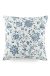 Ienjoy Home Jacobean Floral Cotton Throw Pillow In Light Blue
