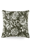Ienjoy Home Distressed Floral Cotton Throw Pillow In Olive