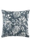 Ienjoy Home Distressed Floral Cotton Throw Pillow In Navy