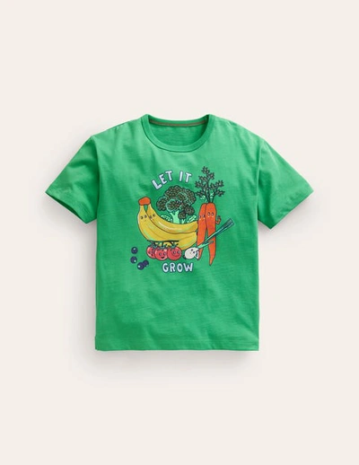 Mini Boden Kids' Relaxed Printed T-shirt Pea Green Veggies Boys Boden