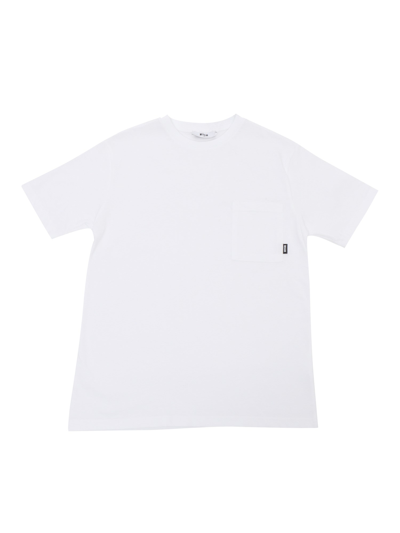 Msgm Teen White Cotton Jersey Pocket T-shirt