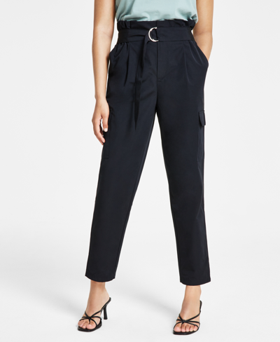 Bar Iii Women's Belted Cargo Pants, Created For Macy's In Deep Black
