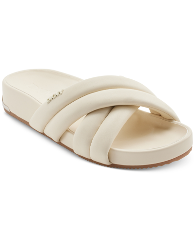 Dkny Women's Indra Criss Cross Strap Foot Bed Slide Sandals, Created For Macy's In Bone
