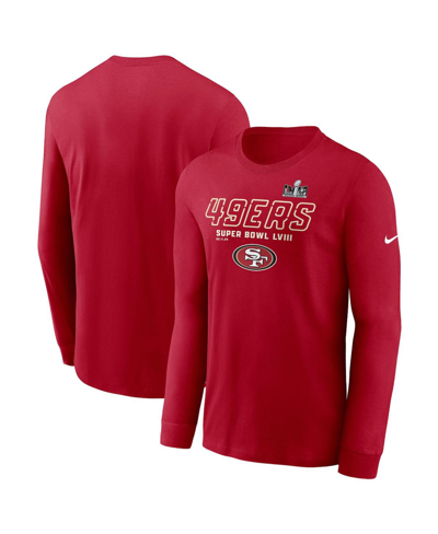 Nike Men's  Scarlet San Francisco 49ers Super Bowl Lviii Iconic Long Sleeve T-shirt