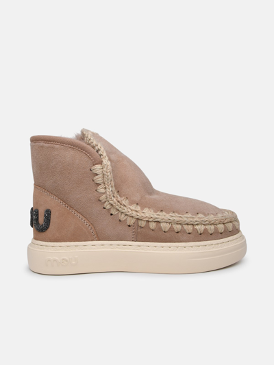 Mou Eskimo Beige Sheepskin Sneakers In Nude