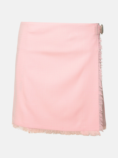 Burberry Pink Virgin Wool Miniskirt