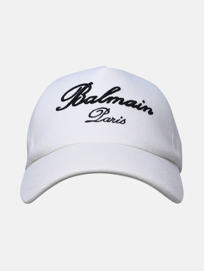 Balmain Logo Signature Cap In White