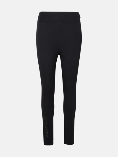 Moncler Logo Nylon Leggings In Black