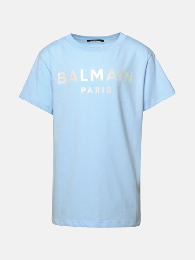 Balmain T-shirt Logo In Light Blue