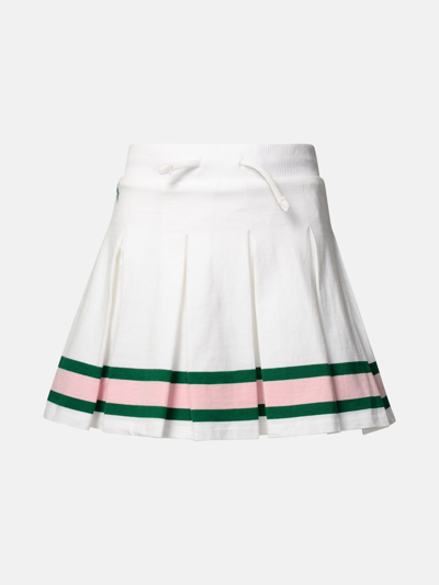 Polo Ralph Lauren Cotton Pleated Skirt With Logo In White