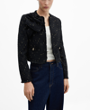 Mango Metallic Tweed Jacket In Black