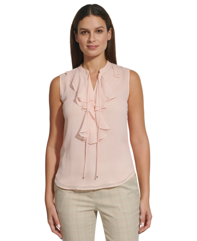 Tommy Hilfiger Women's Ruffled Tie-neck Blouse In Seashell