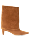 STAUD WOMEN'S WALLY 45MM SUEDE FOLDOVER BOOTS