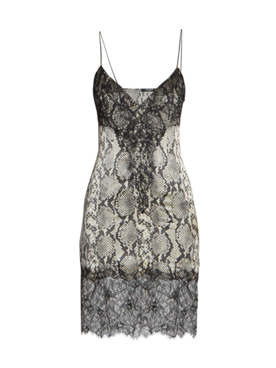 Balmain Python-print Lace Minidress