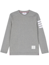 Thom Browne Striped-trim Classic-fit Cotton Jumper In Grey