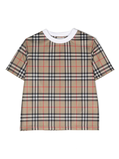 Burberry Kids' T-shirt Check Traforata In Brown