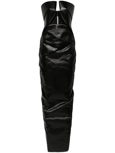 Rick Owens Strapless Cut-out Maxi Dress In Black