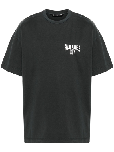 Palm Angels T-shirt City Washed In Black