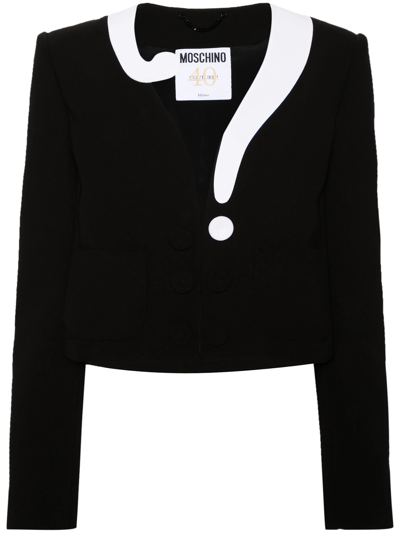 Moschino Asymmetric-neck Cropped Jacket In Black