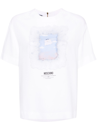 Moschino Graphic-print Crepe T-shirt In White