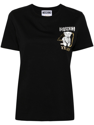 Moschino Teddy Bear 印花棉t恤 In Black