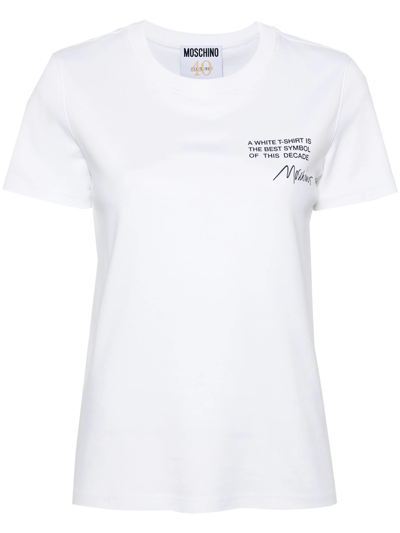 Moschino Logo-print Organic Cotton T-shirt In White
