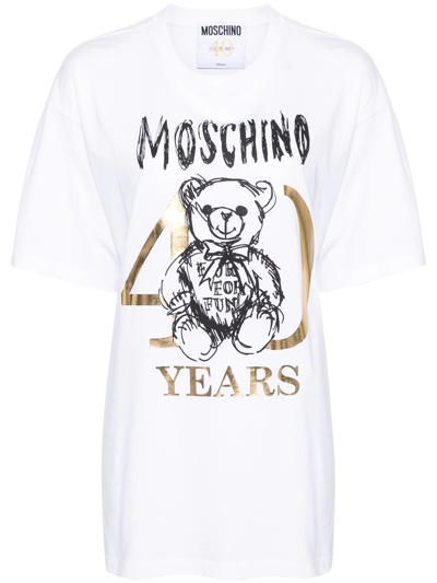 Moschino Teddy Bear-print Cotton T-shirt In White