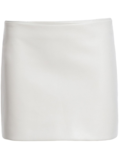 Khaite Jett Leather Mini Skirt In White