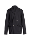 SACAI MEN'S PINSTRIPED DOUBLE-BREASTED JACKET