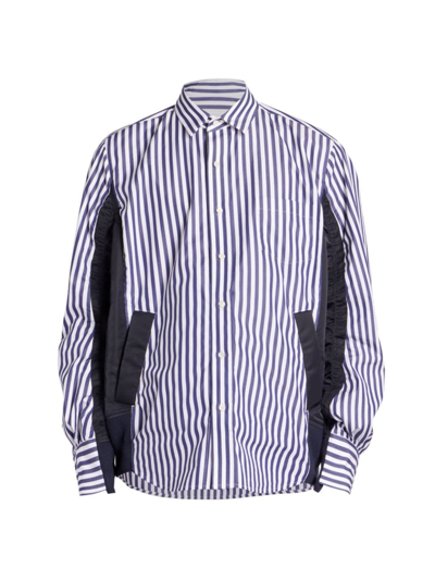 Sacai Striped Button-up Shirt In Blue