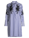 ROSSO35 WOMEN'S EMBROIDERED STRIPED SHIRTDRESS