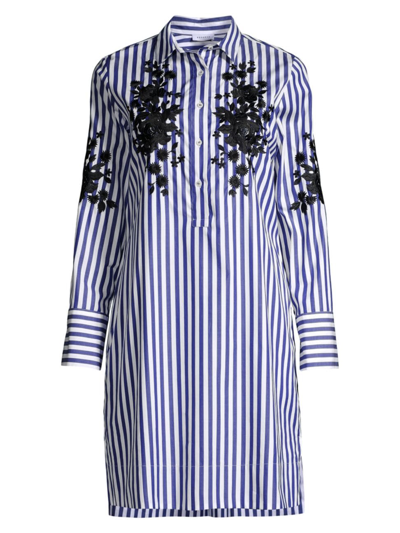 Rosso35 Women's Embroidered Striped Shirtdress In Neutral