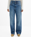 Mango Camilla High Waist Balloon Leg Jeans In Dark Blue