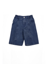 Monnalisa Faded Cloth Bermuda Shorts In Blu Stone Denim
