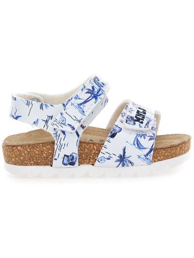 Monnalisa Kids'   Comfortable Marine Print Sandals In Sky Blue + Bluette