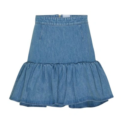 Patou Ruffled Mini Skirt In Blue