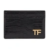 Tom Ford Logo Plaque Embossed Card Holder In Black