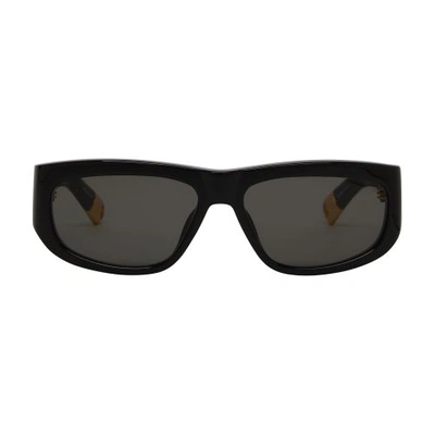 Linda Farrow Pilota Sunglasses In Black_yellow_gold_grey