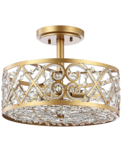 Jonathan Y Leila 3-light 13.25in Modern Glam Led Flush Mount In Gold