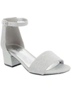 Sugar Noelle Womens Padded Insole Ankle Strap Heel Sandals In Silver