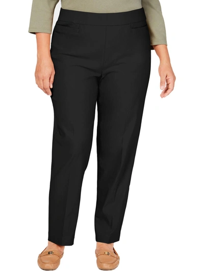 Alfred Dunner Plus Allure Womens Tummy Slimming Modern Fit Trouser Pants In Black