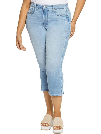 NYDJ PLUS CHLOE WOMENS SIDE SLIT CROPPED CAPRI JEANS