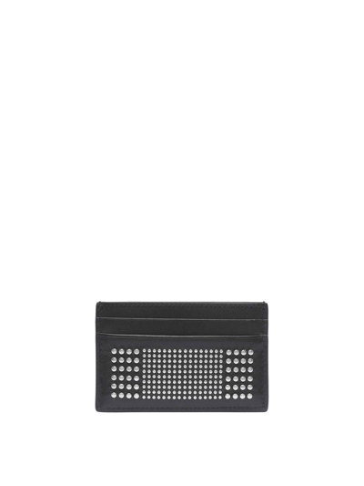 Alexander Mcqueen Studded Leather Cardholder In Black