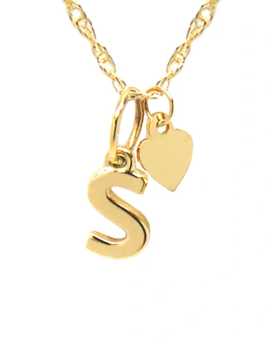 Jane Basch 14k Lowercase Initial & Heart Charm Necklace (a-z) In Multi