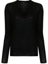 Joseph Womens Ivory Cashair V-neck Cashmere Jumper L In Black