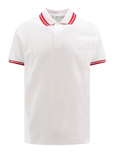 Etro Cotton Polo Shirt With Pegaso Embroidery In White
