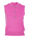 Ganni Sleeveless Knitted Polo In Multicolour