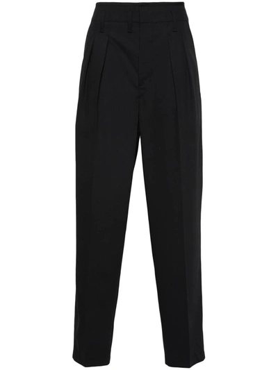 Lemaire Tailored Wool Pants In Bk Jet Black