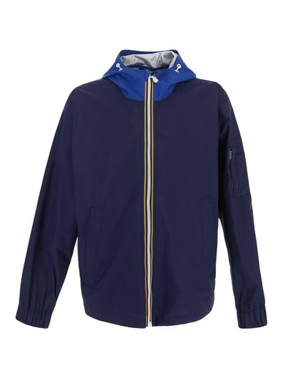 K-way Tech Fabric Jacket In Blue