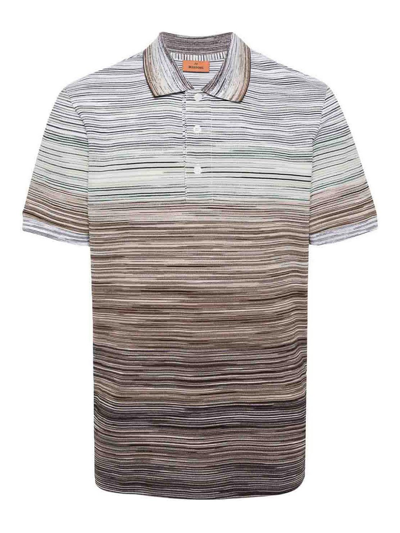 Missoni Tie-dye Print Cotton Polo Shirt In Brown